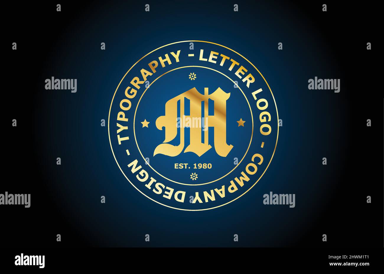 gold M vintage alphabet letter logo icon design. Creative template for ...