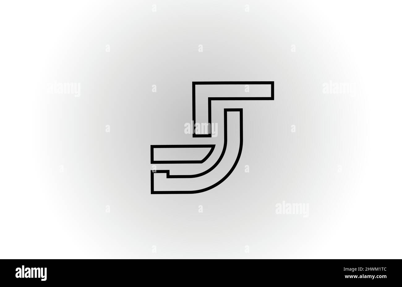 black and white J alphabet letter logo icon design with line. Creative ...