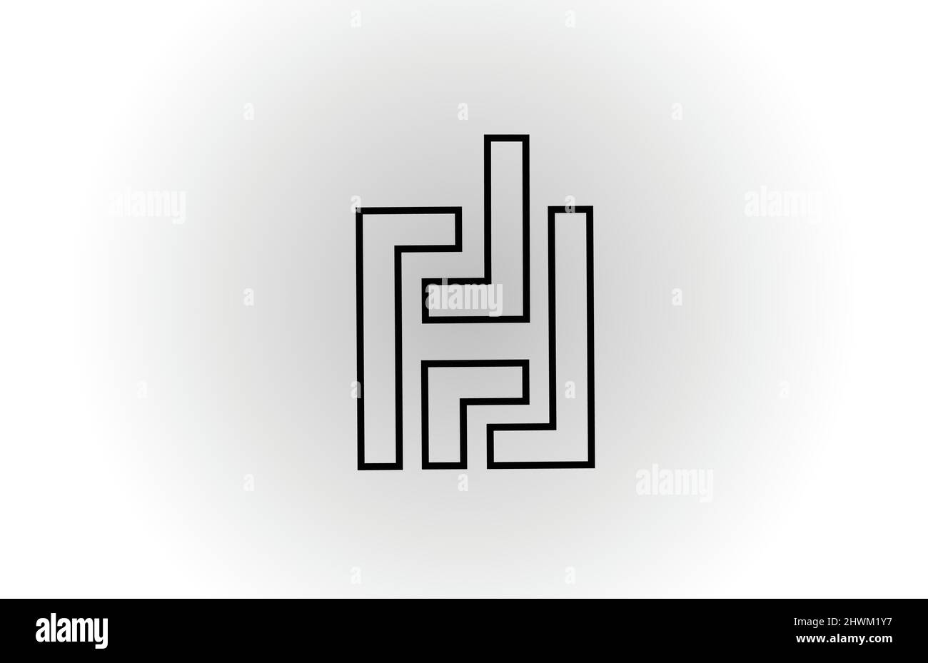 black and white H alphabet letter logo icon design with line. Creative ...