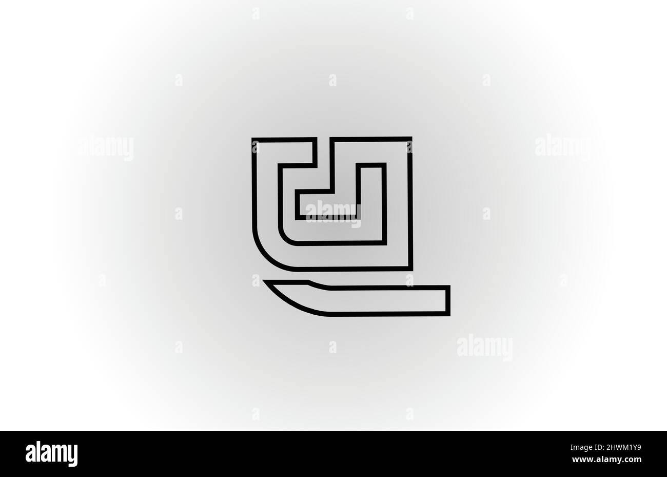 black and white U alphabet letter logo icon design with line. Creative ...