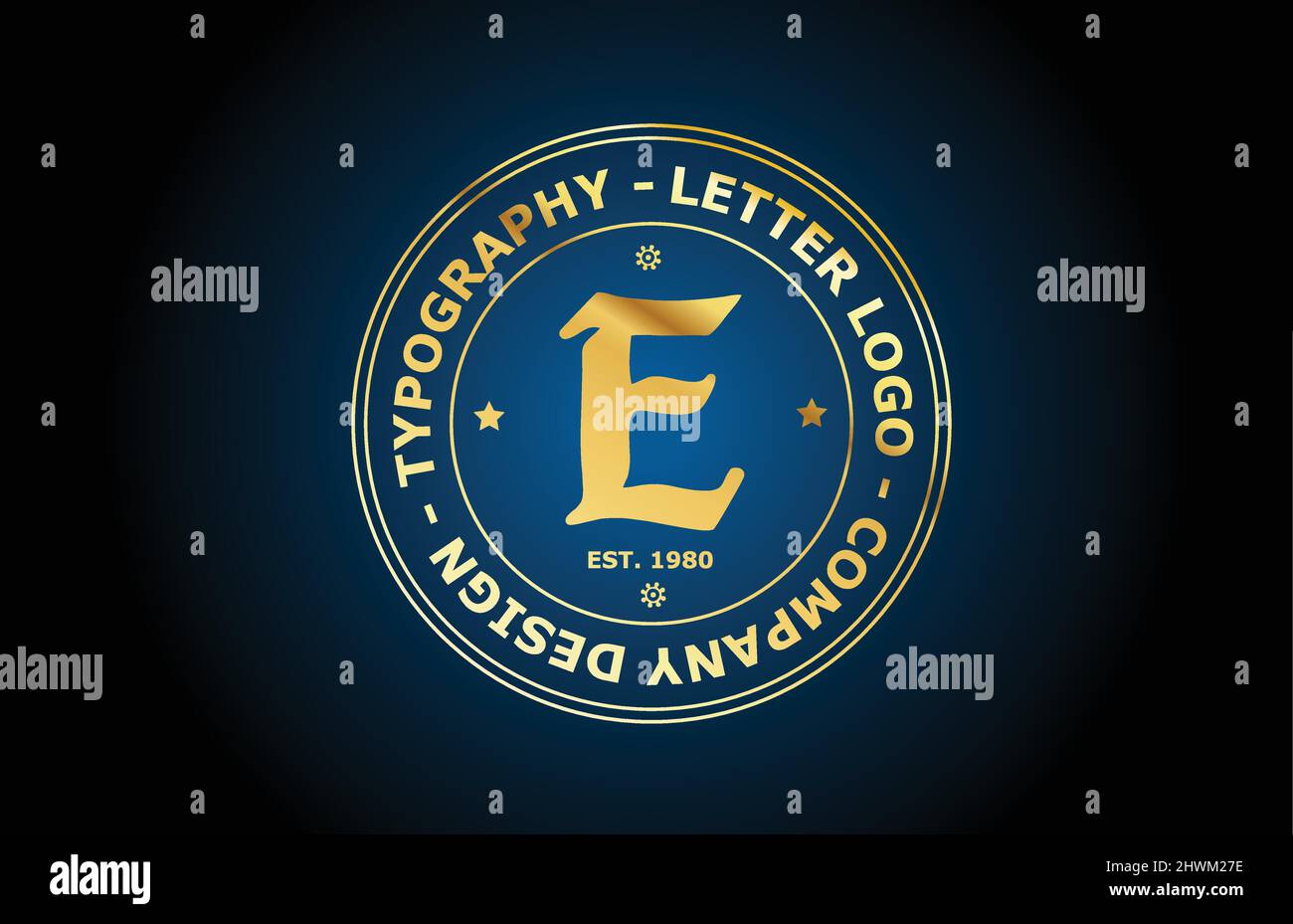 gold E vintage alphabet letter logo icon design. Creative template for ...