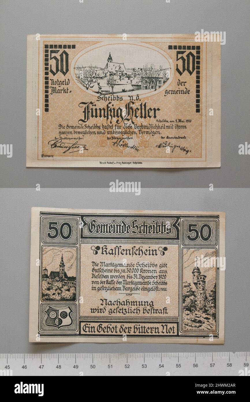 50 Heller from Scheibbs, Notgeld.  Mint: Scheibbs Stock Photo