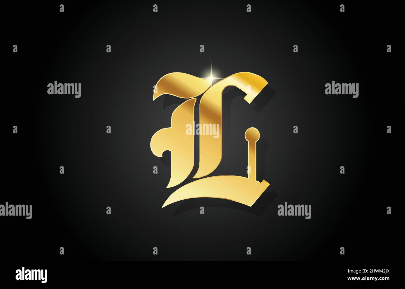 L vintage gold alphabet letter logo icon design. Creative golden ...