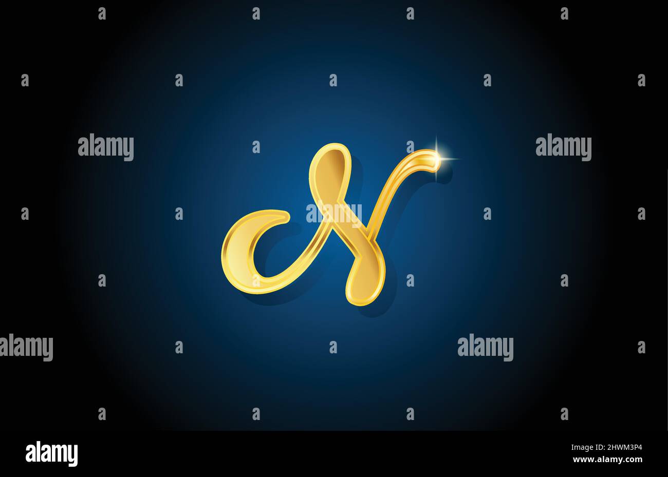 golden golden N alphabet letter logo icon design. Creative luxury ...