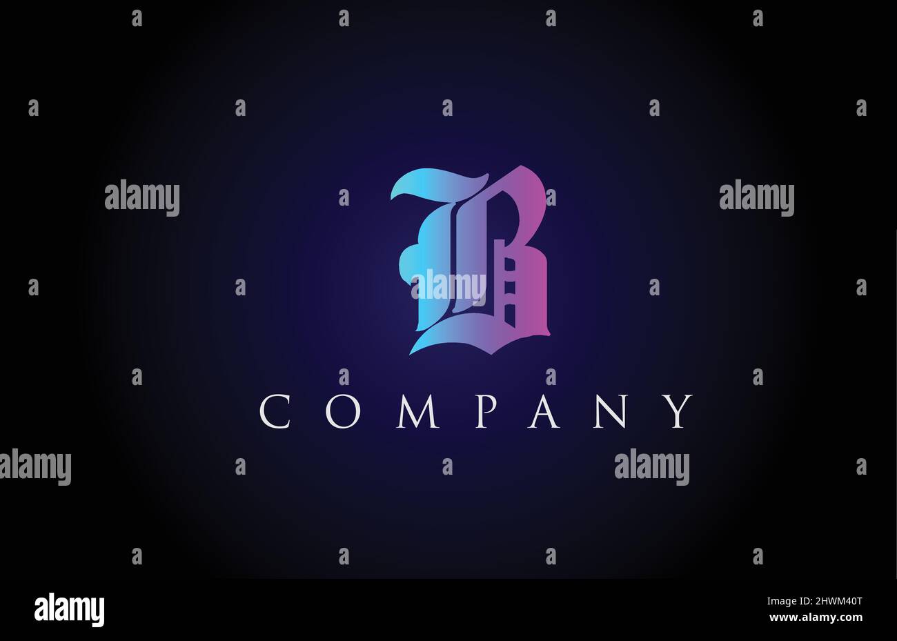 B vintage pink blue letter alphabet design. Creative logo icon template ...