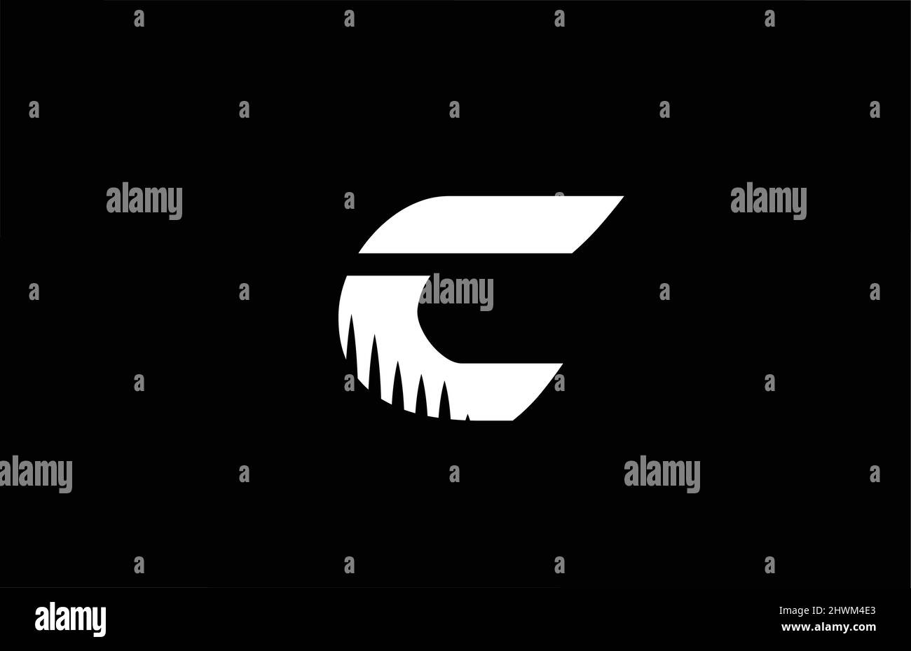 C black and white alphabet letter logo icon with spikes design ...