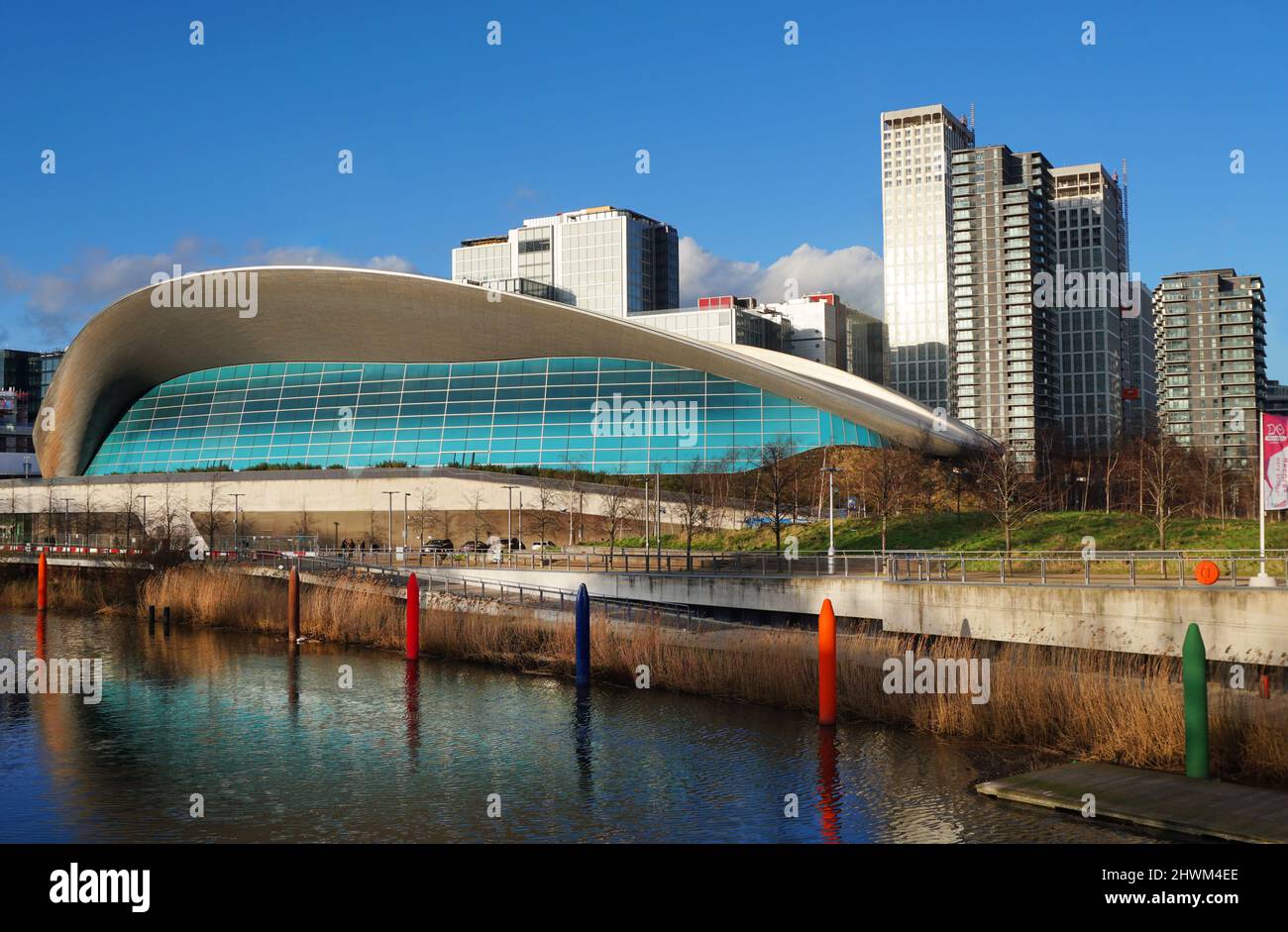 Europe, UK, England, London, Stratford, Olympic Park Aquatic center Stock Photo