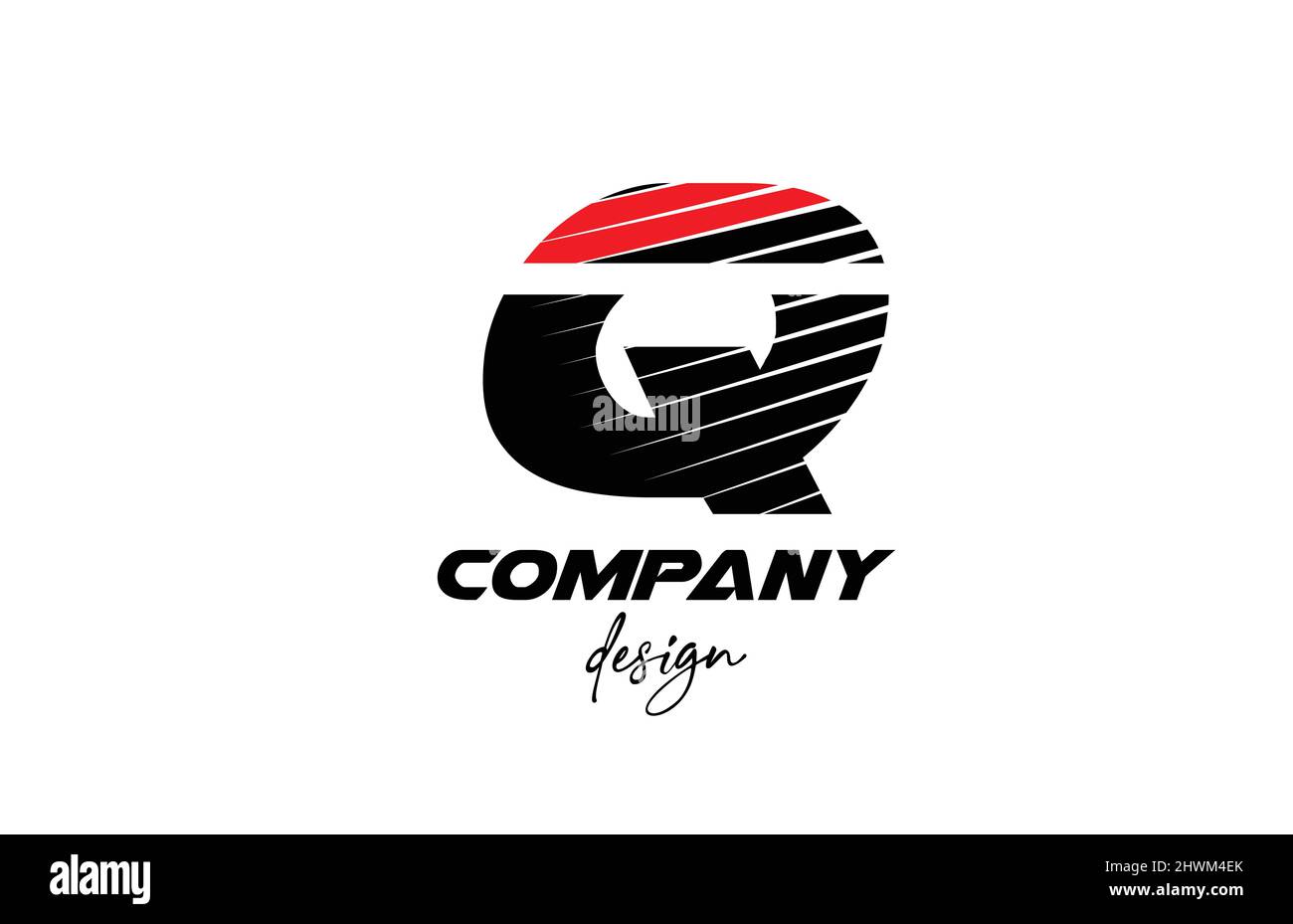 black and red Q alphabet letter logo icon. Creative design for business