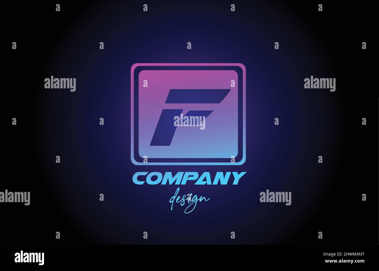 F pink blue alphabet letter logo icon with square design. Creative ...