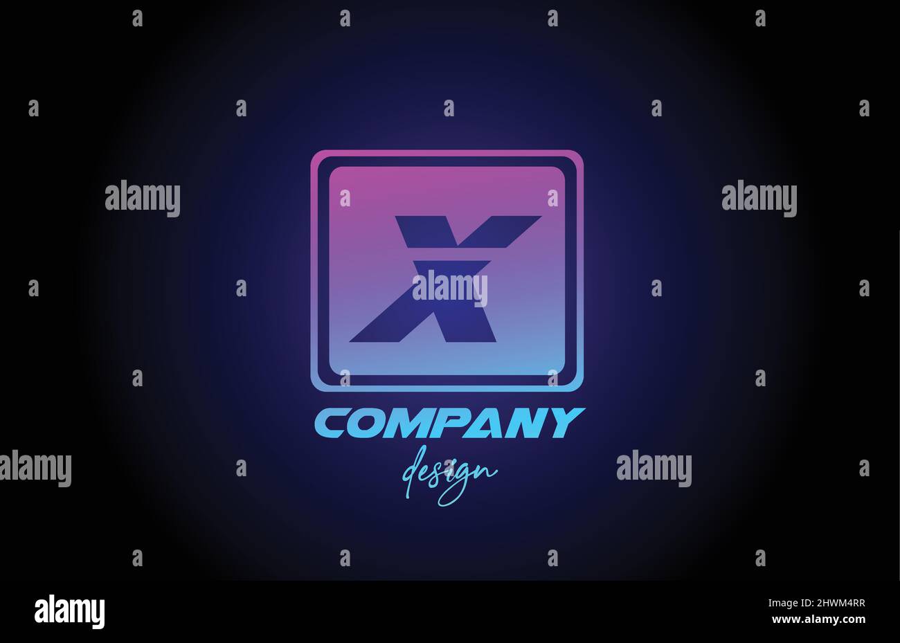 X pink blue alphabet letter logo icon with square design. Creative ...