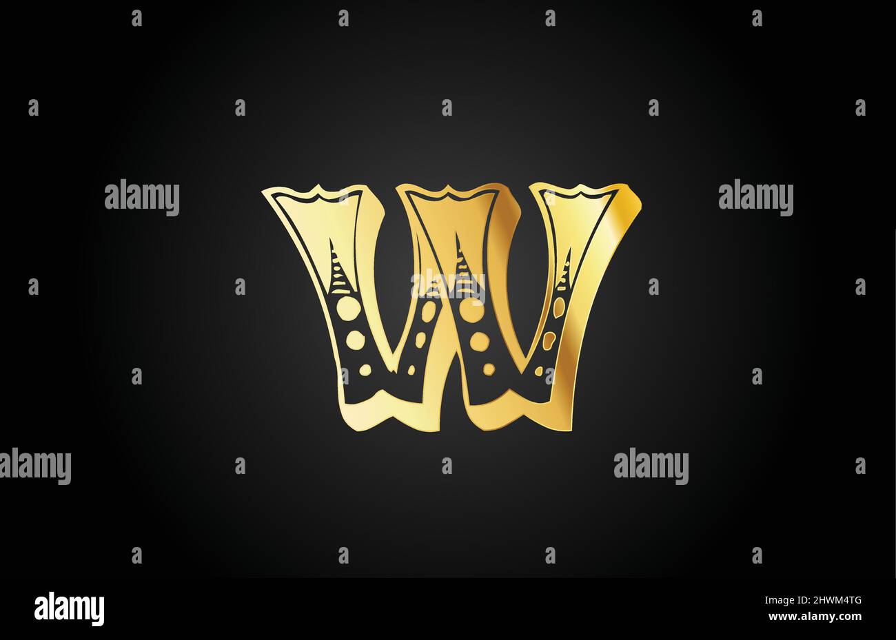 golden vintage W metal alphabet letter logo icon. Creative design ...