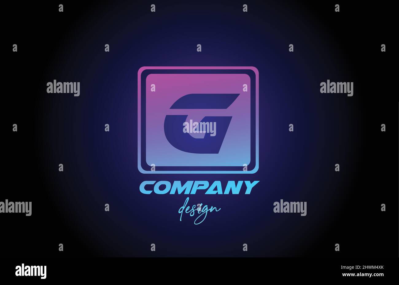 G pink blue alphabet letter logo icon with square design. Creative ...