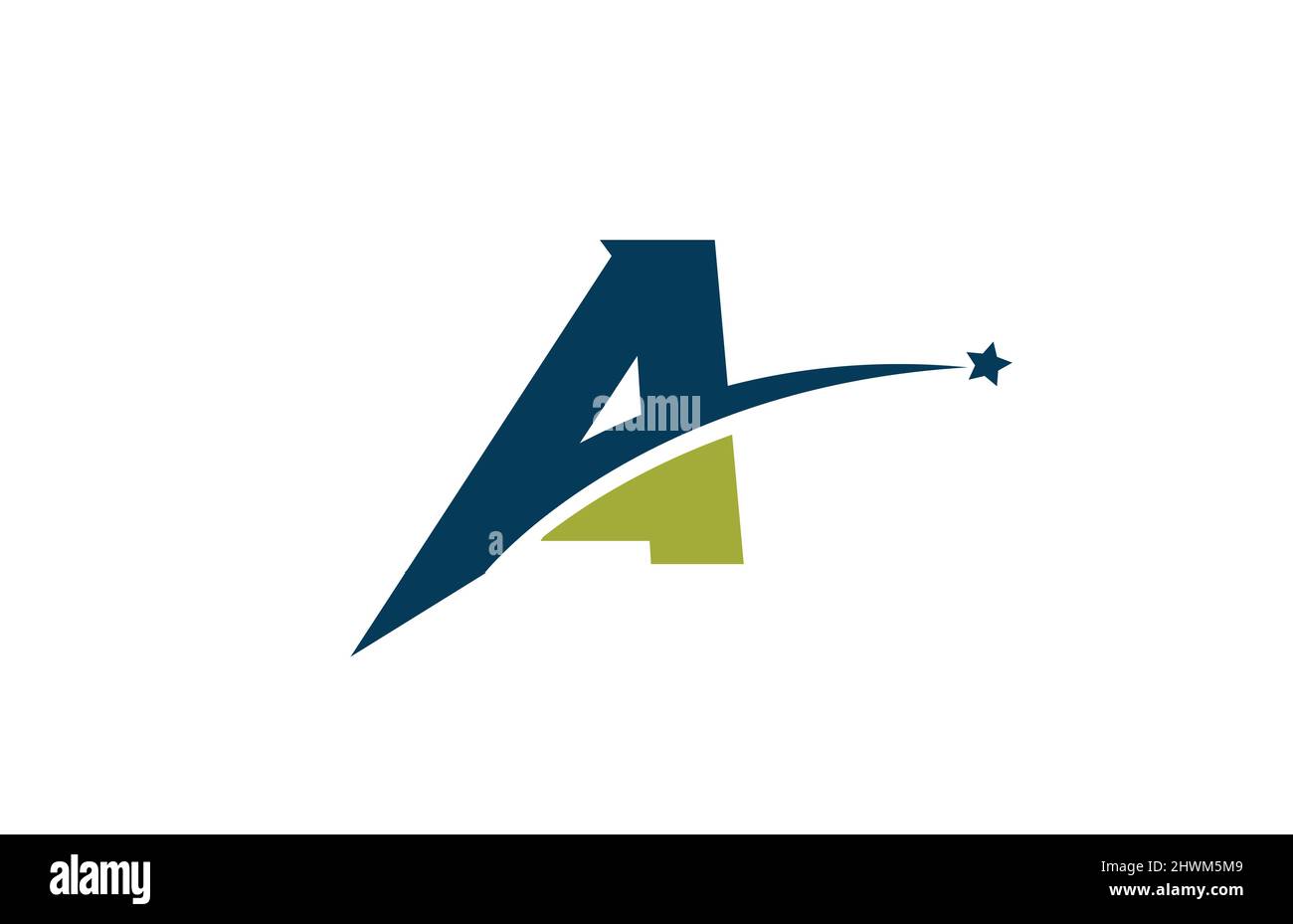 blue green A alphabet letter logo icon with star. Creative design for ...