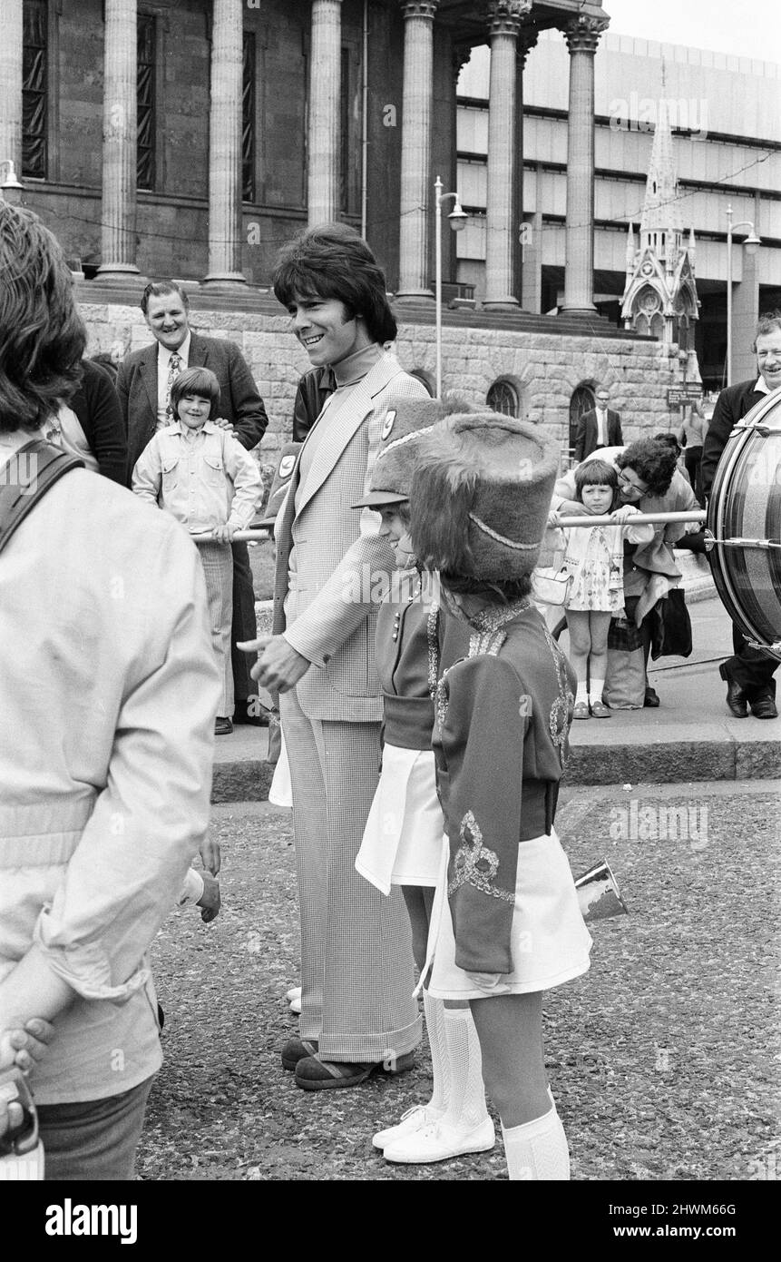 Take Me High 1973, filming procession scenes on the streets of Birmingham, Saturday 9th June 1973, starring Cliff Richard. Stock Photo