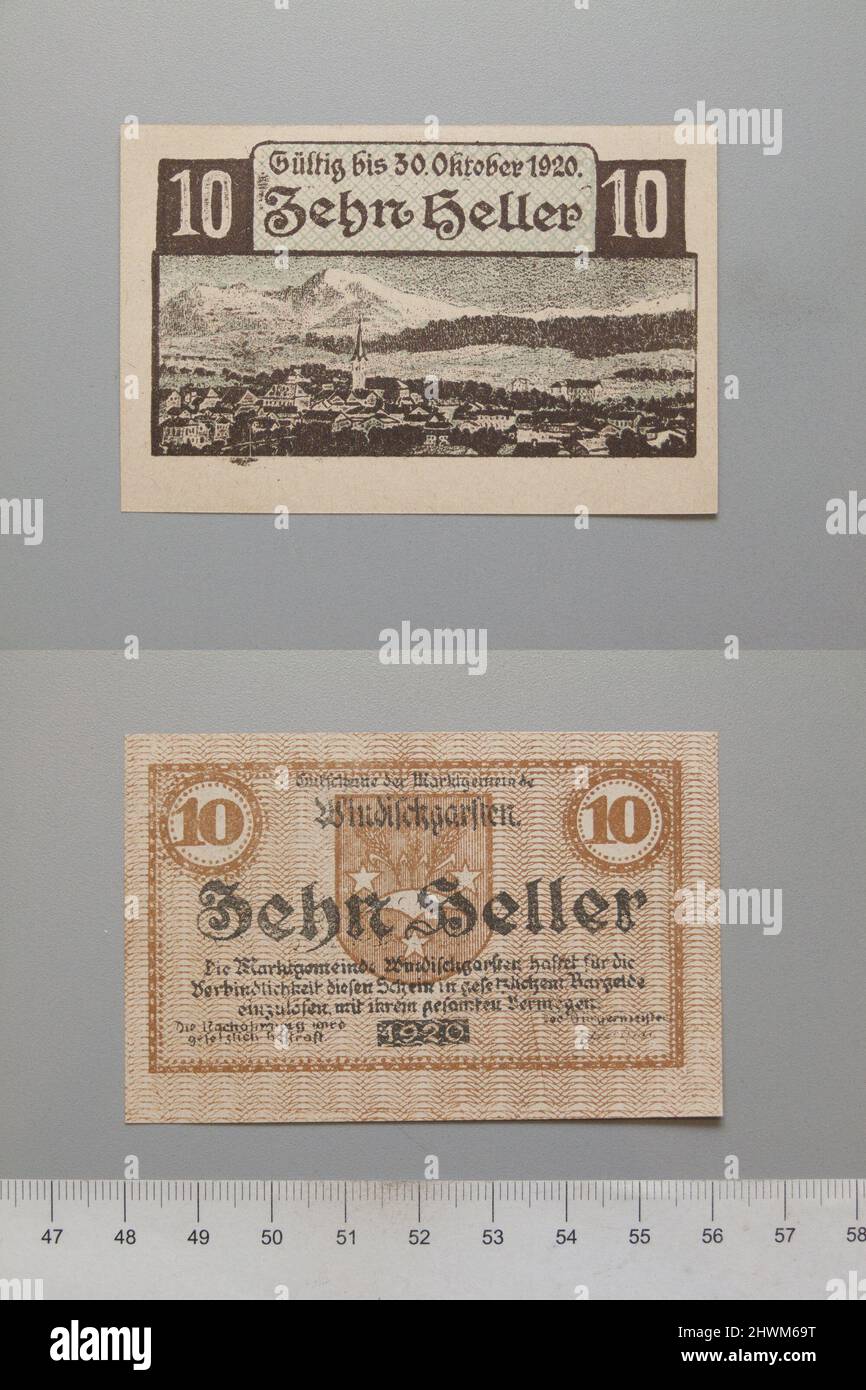 10 Heller from Windischgarsten, Notgeld.  Mint: Windischgarsten Stock Photo