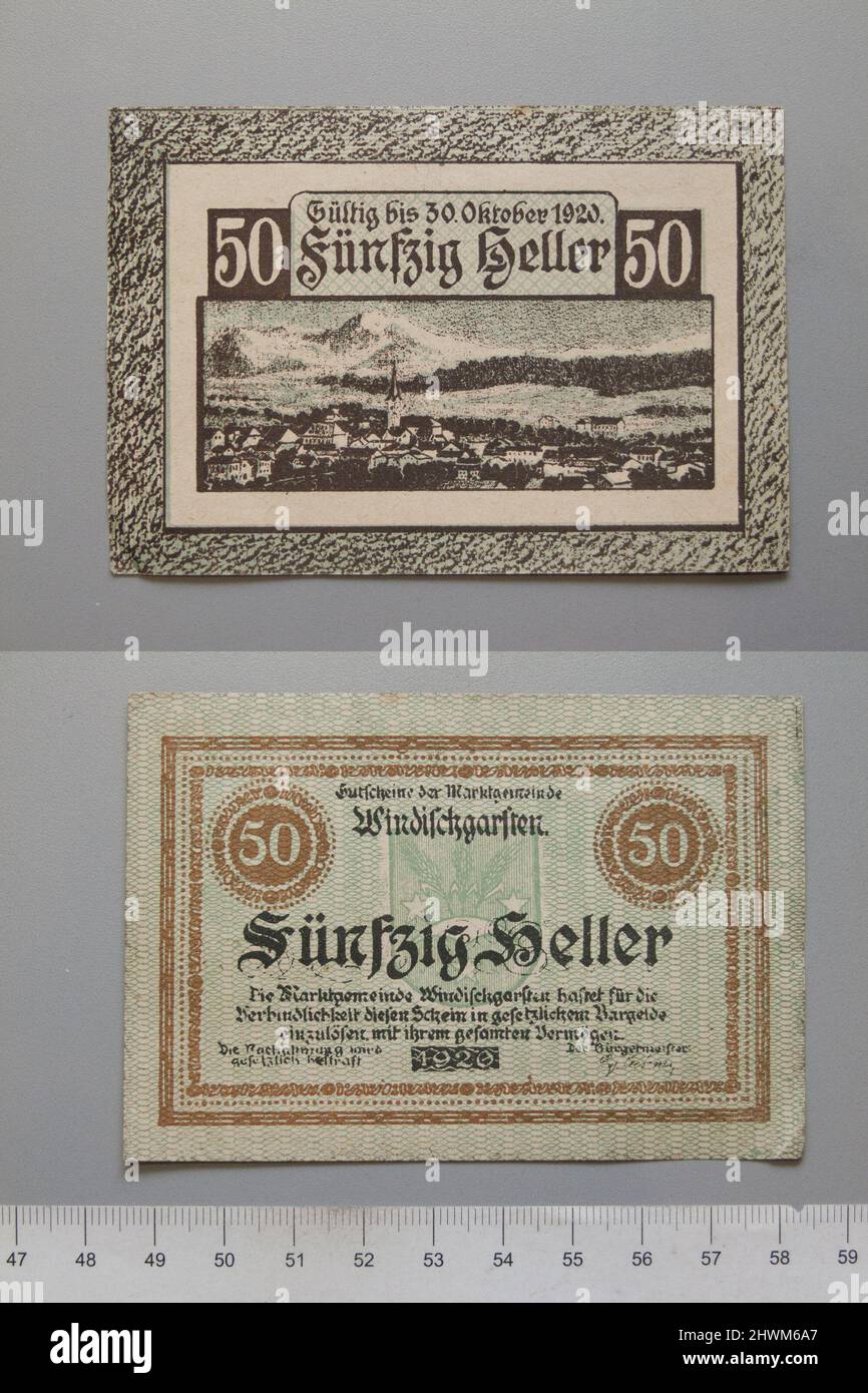 50 Heller from Windischgarsten, Notgeld.  Mint: Windischgarsten Stock Photo