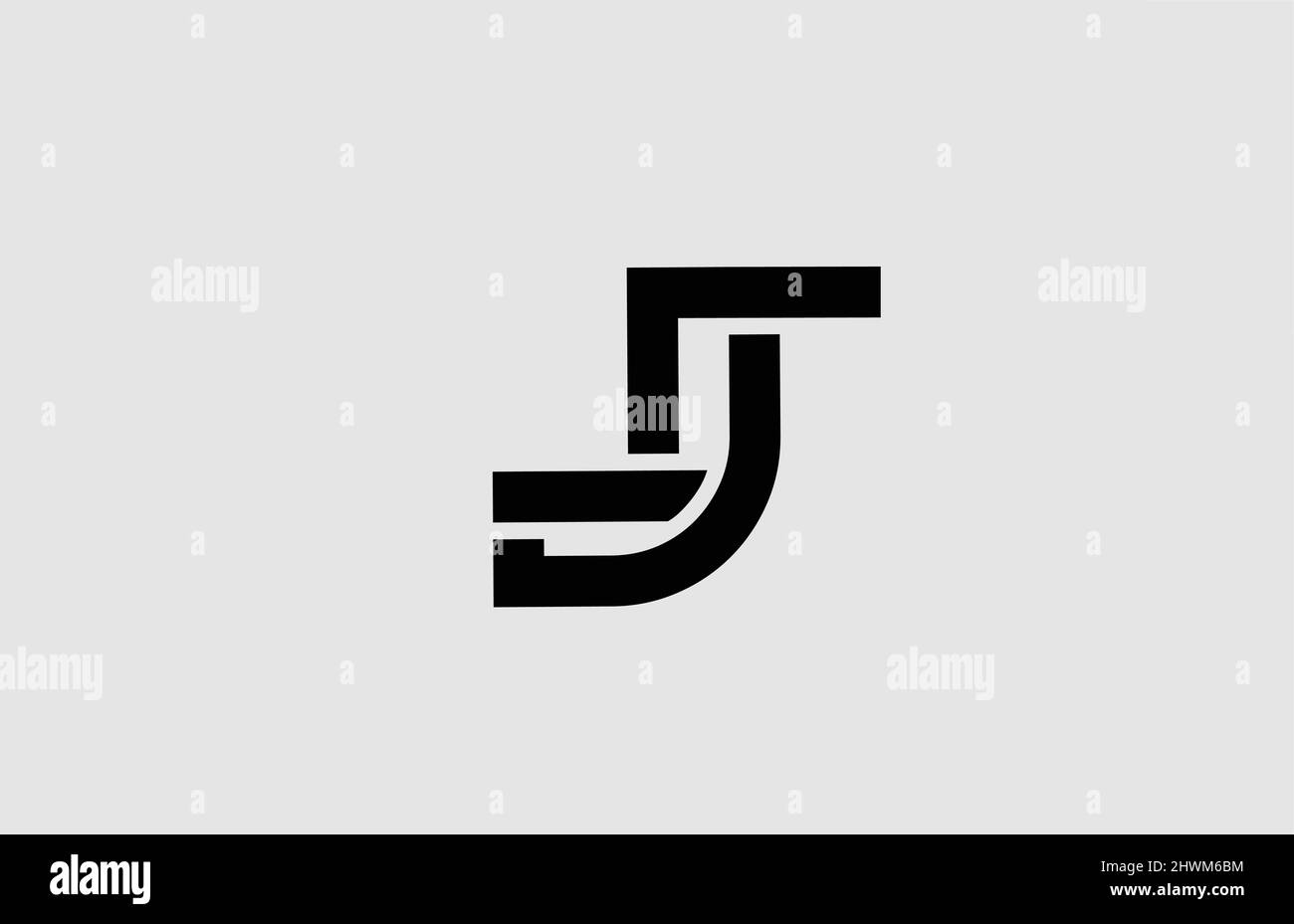 alphabet J letter logo icon with line design. Black and white template for business and company Stock Vector