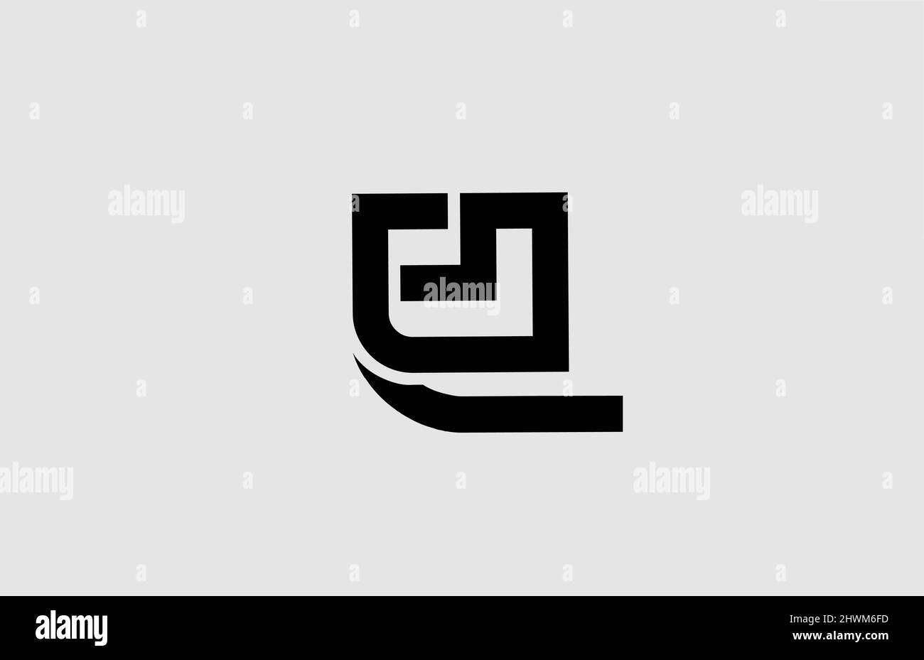 alphabet U letter logo icon with line design. Black and white template ...