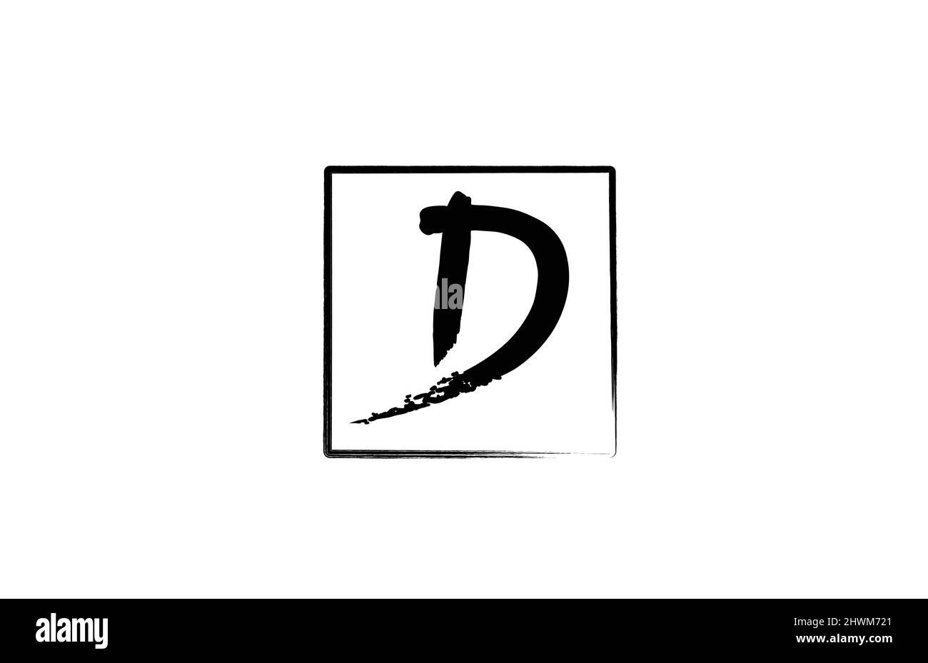 grunge D alphabet letter logo icon with square. Creative design ...