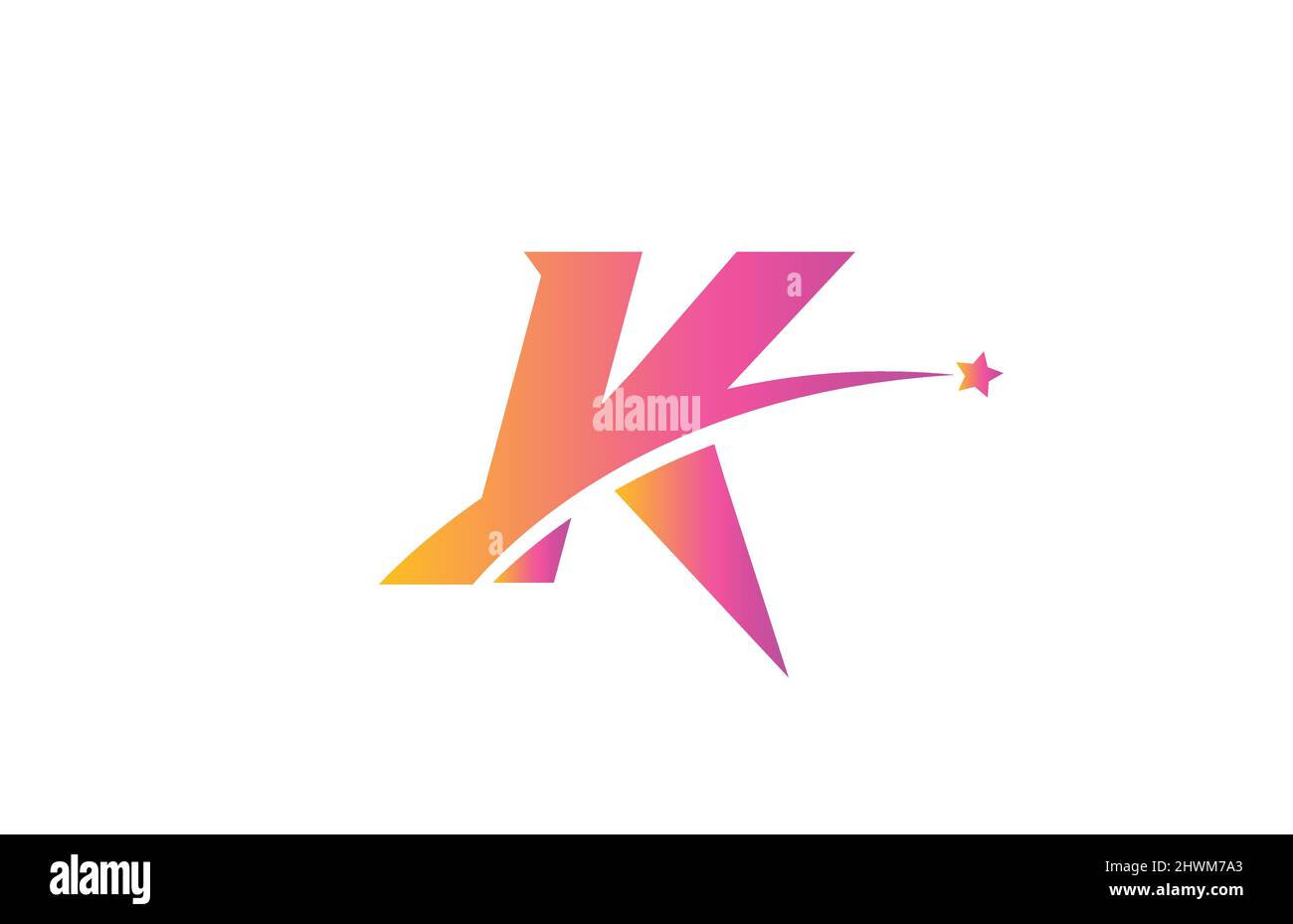 pink star K alphabet letter logo icon design with swoosh. Creative ...