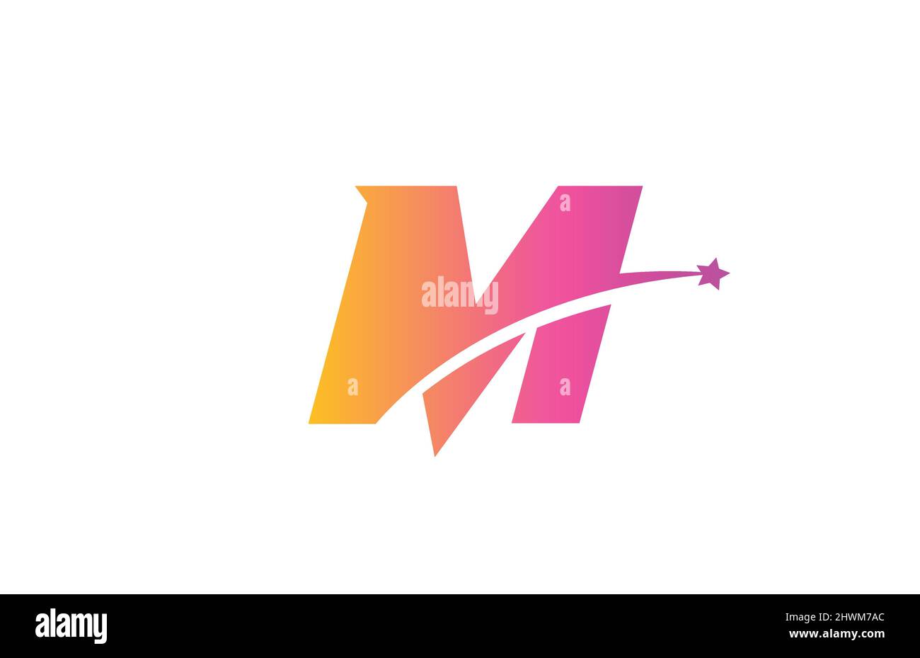 pink star M alphabet letter logo icon design with swoosh. Creative ...