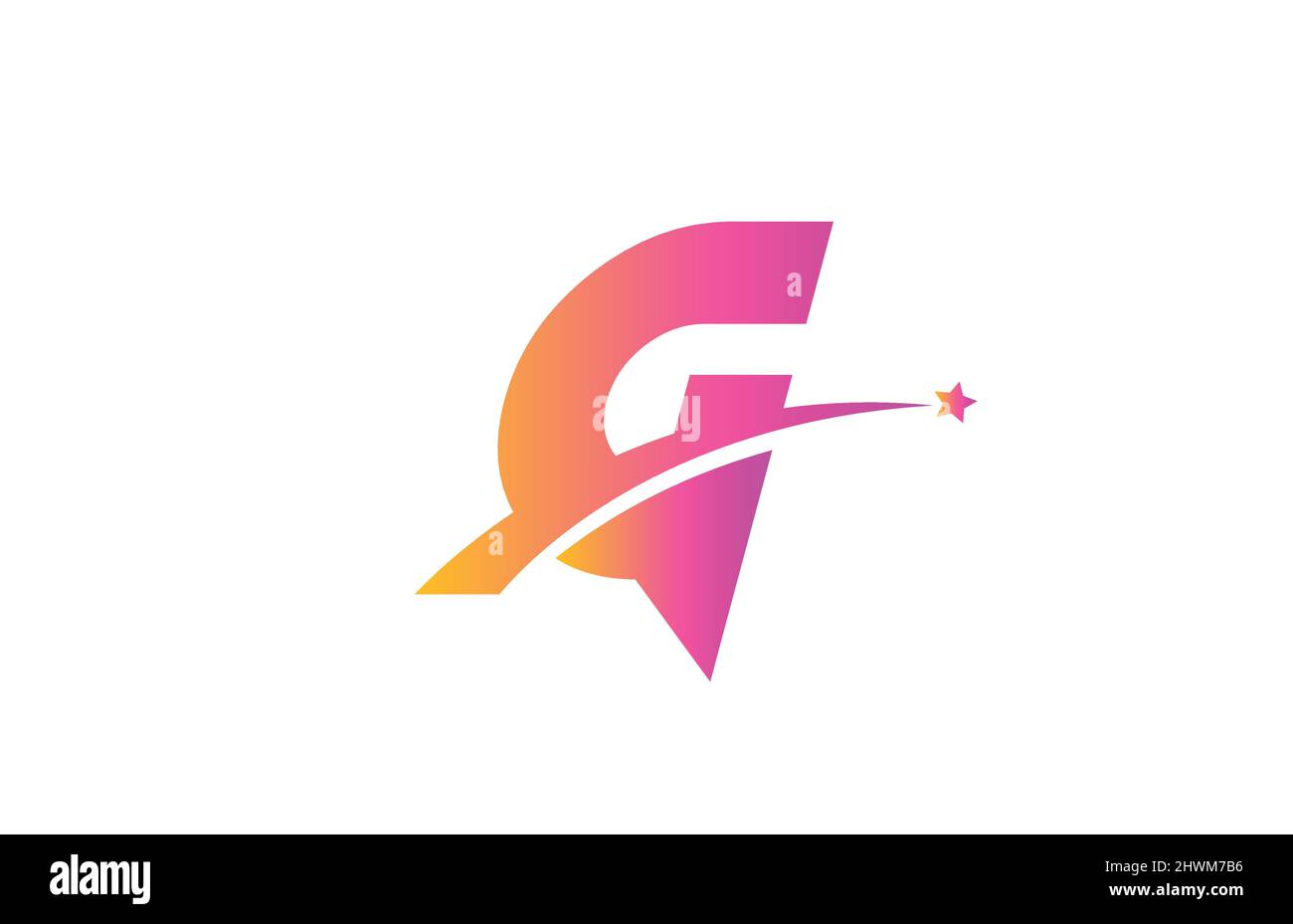 pink star G alphabet letter logo icon design with swoosh. Creative ...