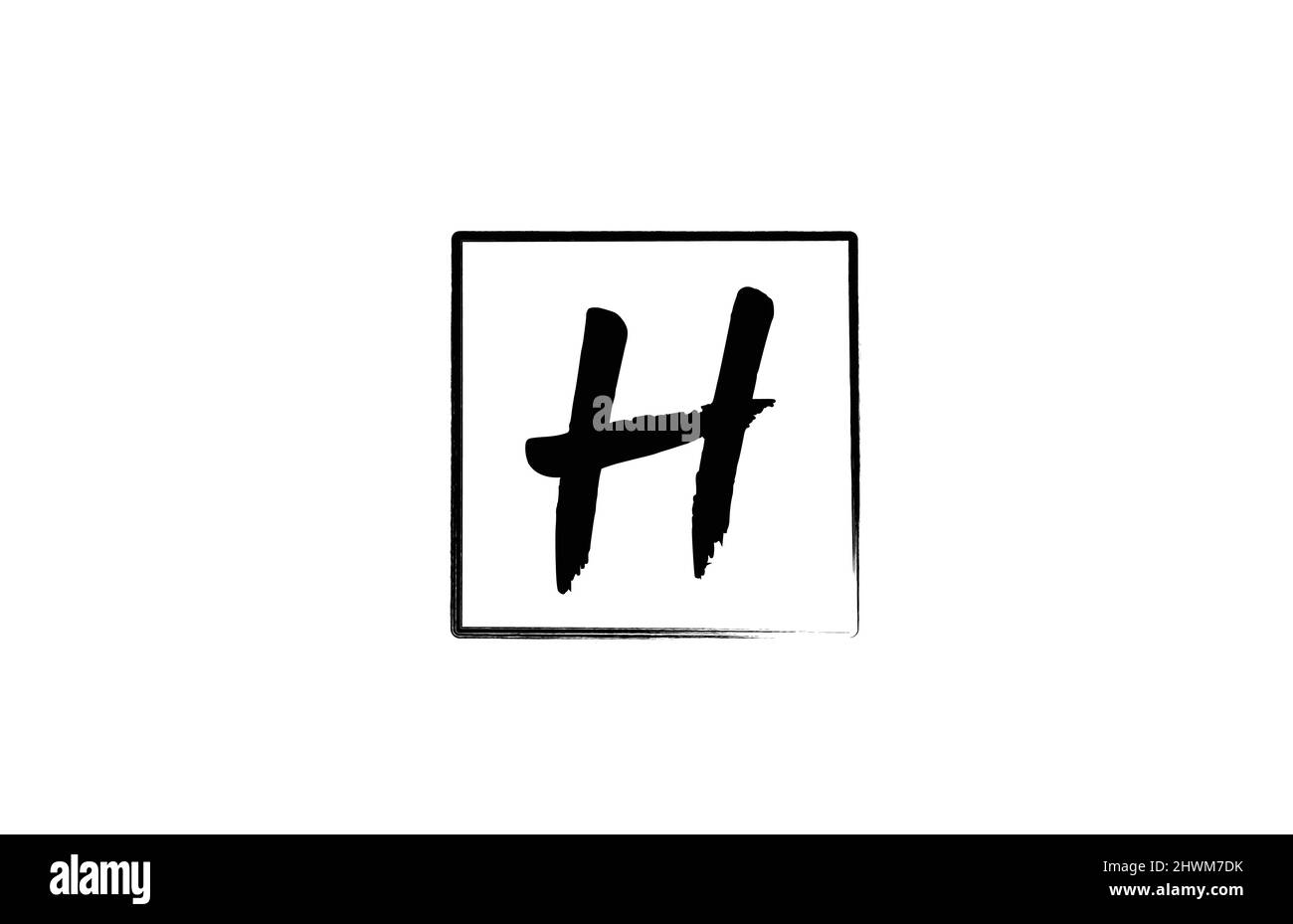 grunge H alphabet letter logo icon with square. Creative design ...