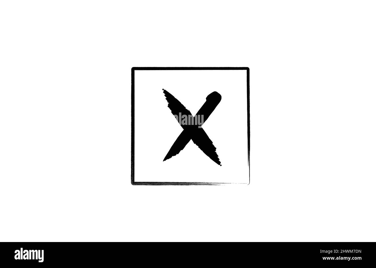 grunge X alphabet letter logo icon with square. Creative design ...