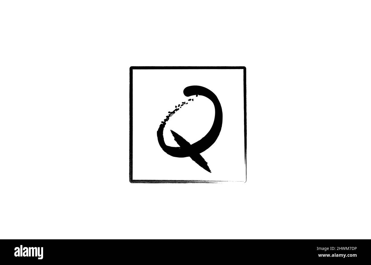 grunge Q alphabet letter logo icon with square. Creative design ...