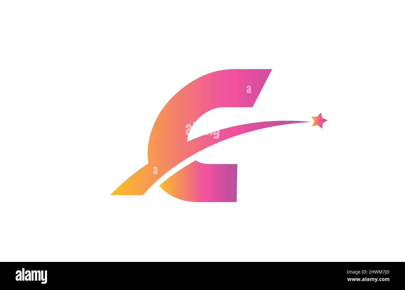 pink star C alphabet letter logo icon design with swoosh. Creative ...