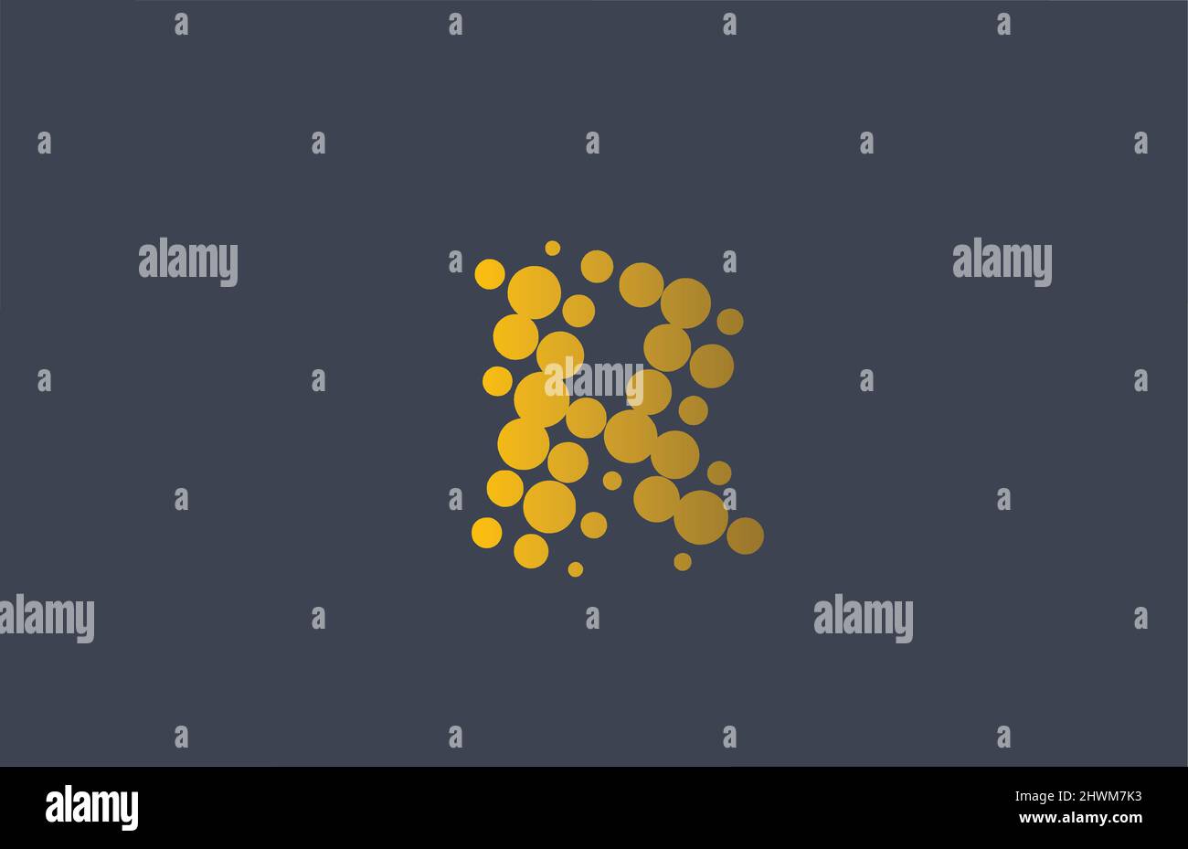 yellow dotted R alphabet letter logo icon design. Creative template for ...