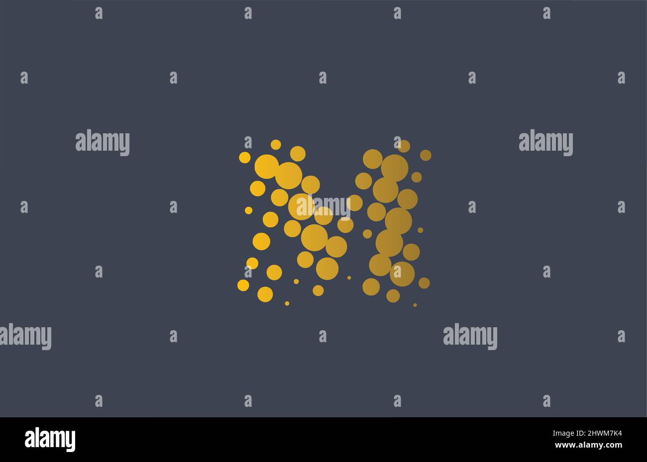 yellow dotted M alphabet letter logo icon design. Creative template for ...