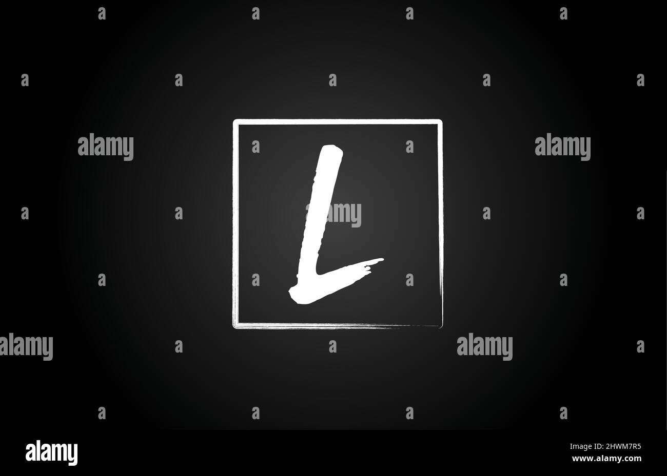 L grunge alphabet letter logo icon with square. Creative template ...