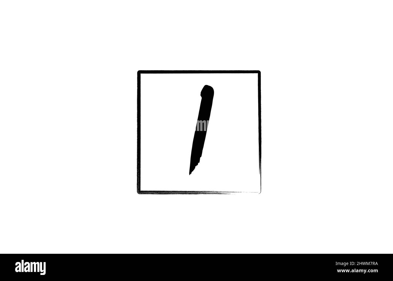 grunge I alphabet letter logo icon with square. Creative design ...