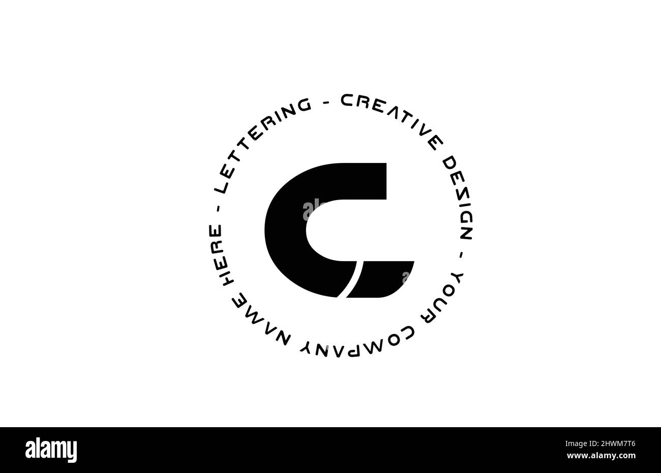 black and white circle C alphabet letter logo icon design. Creative ...