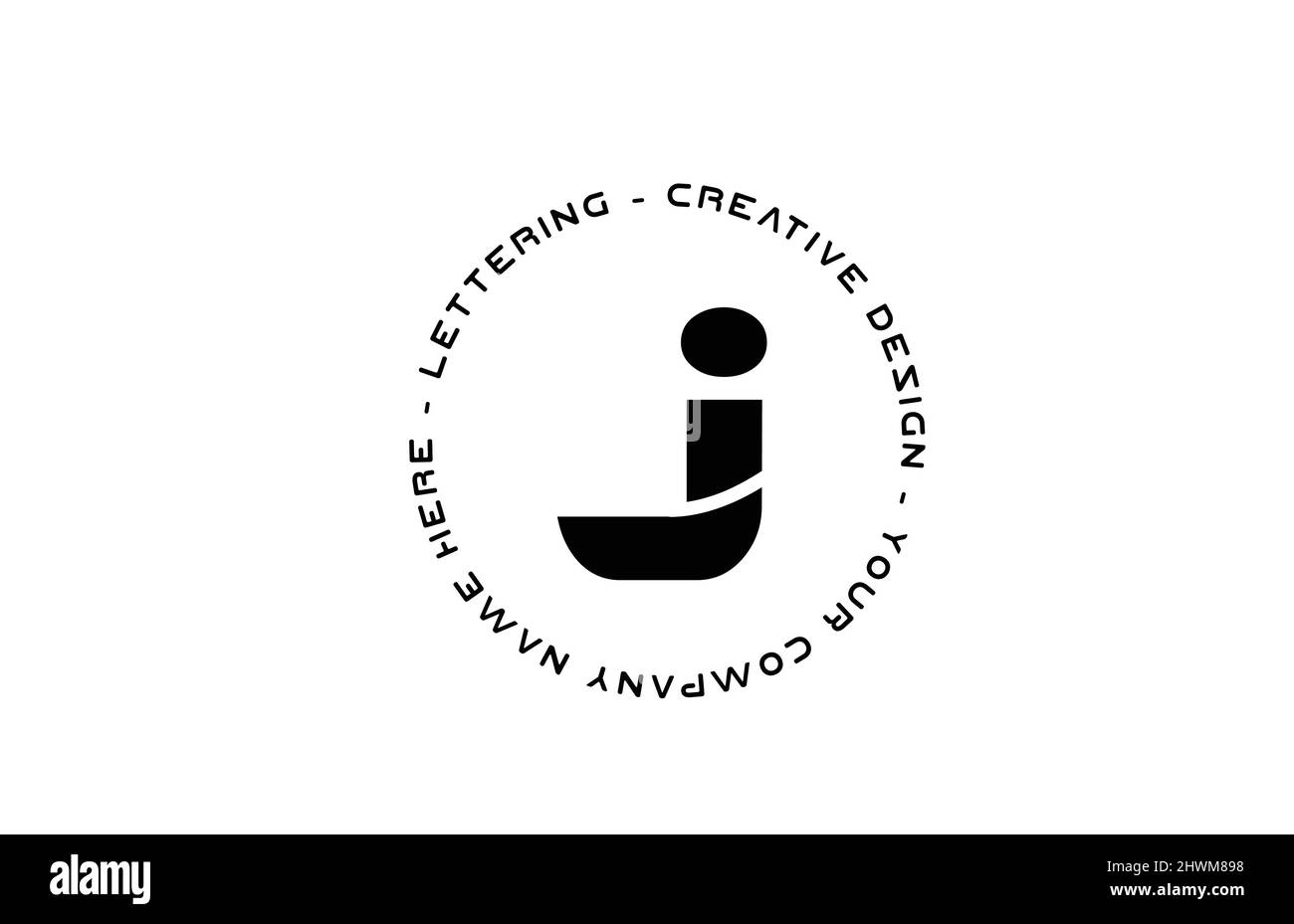 black and white circle J alphabet letter logo icon design. Creative ...