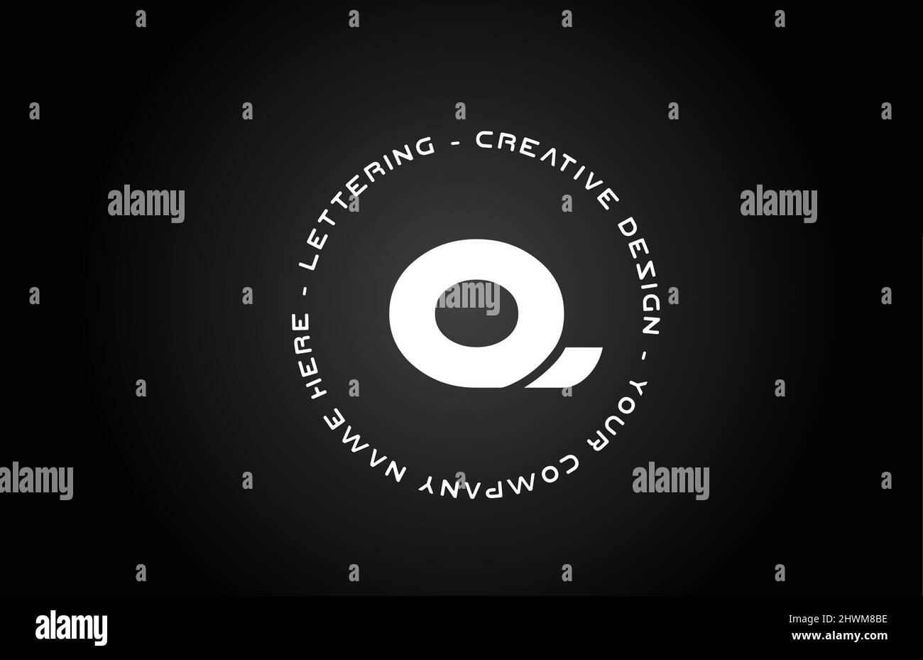 Circle Q black and white alphabet letter logo icon design. Creative ...