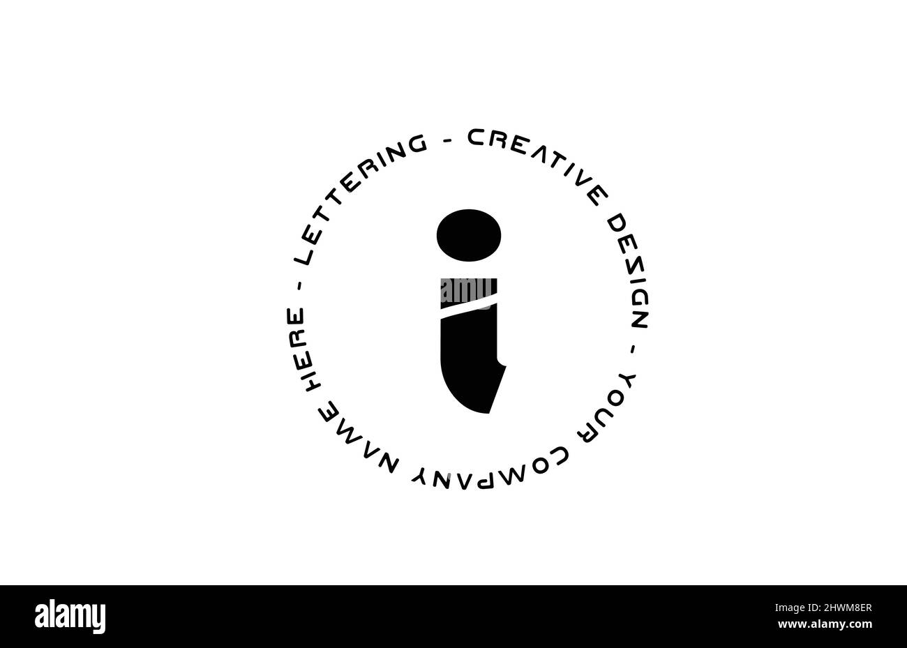 black and white circle I alphabet letter logo icon design. Creative ...