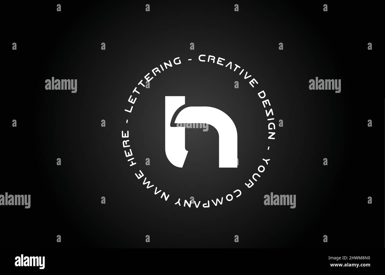 Circle H black and white alphabet letter logo icon design. Creative ...