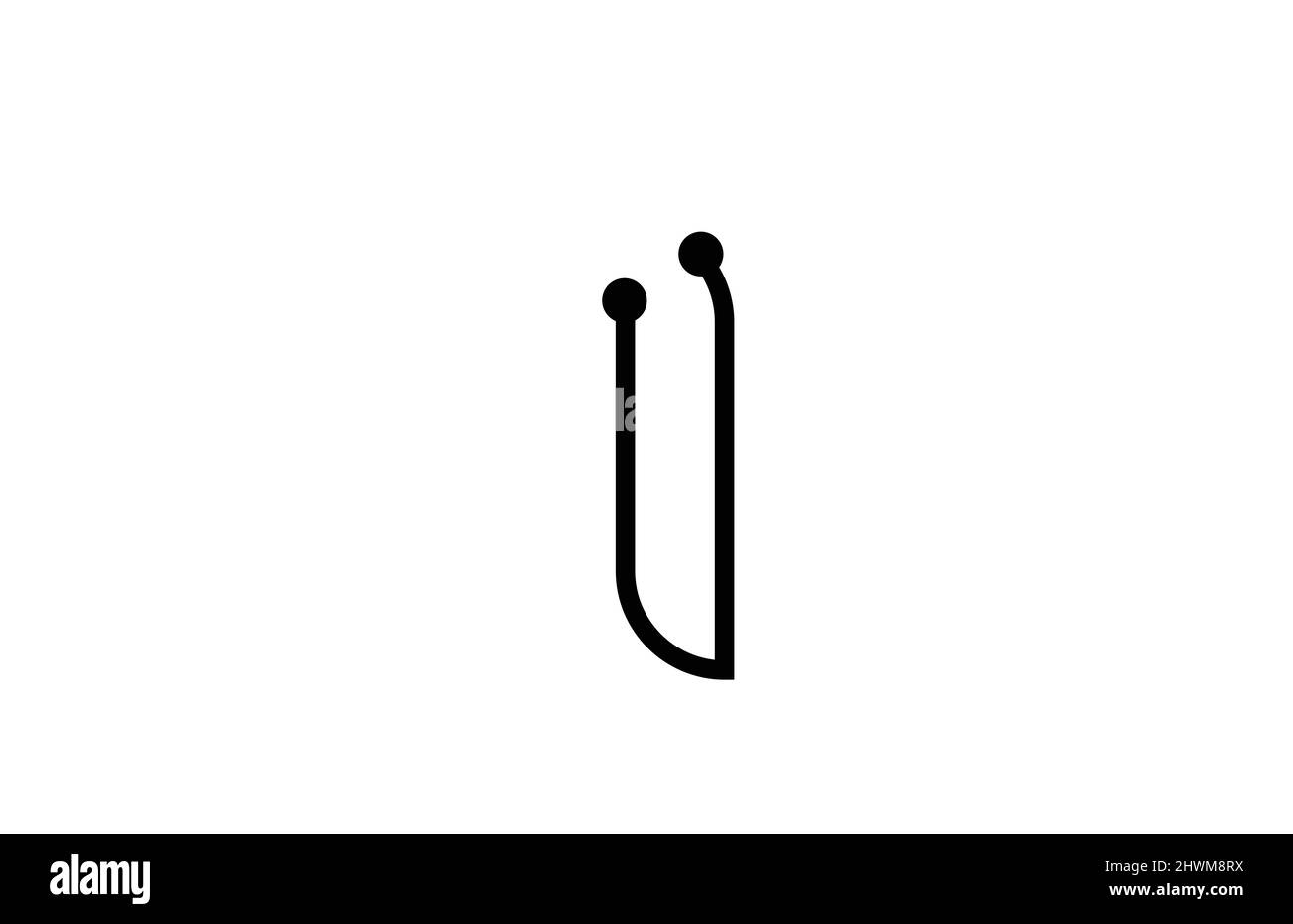 I line black and white alphabet letter logo icon design with dot ...