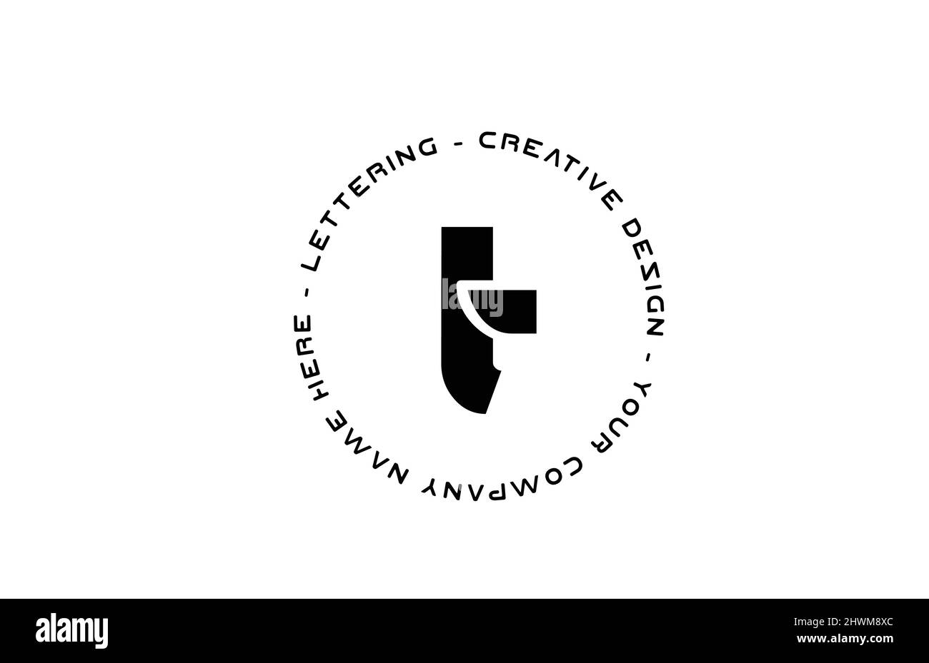 black and white circle T alphabet letter logo icon design. Creative ...