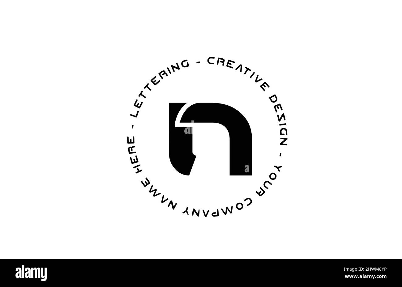 black and white circle N alphabet letter logo icon design. Creative ...