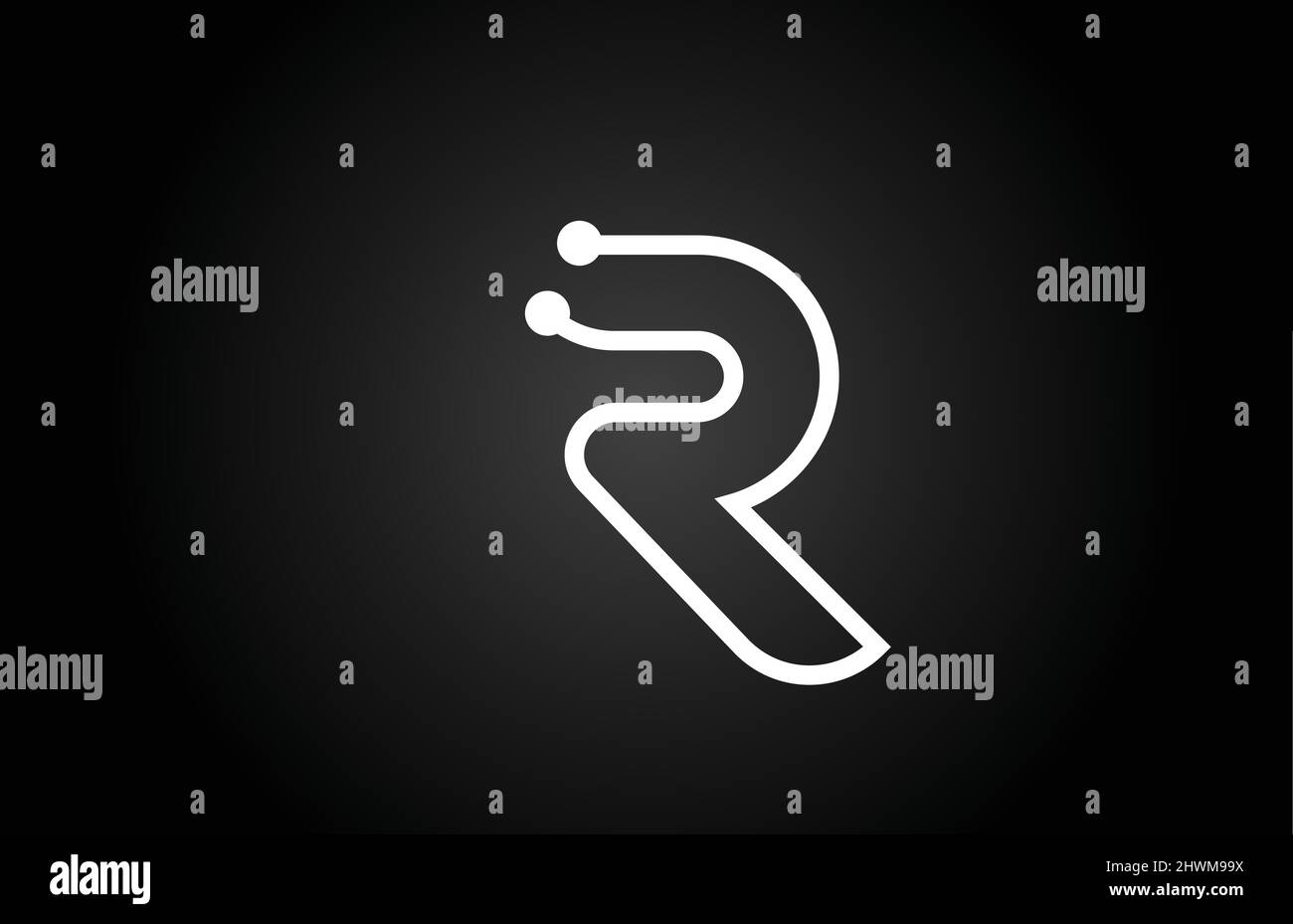 R alphabet letter logo icon design with dot and line. Creative template ...