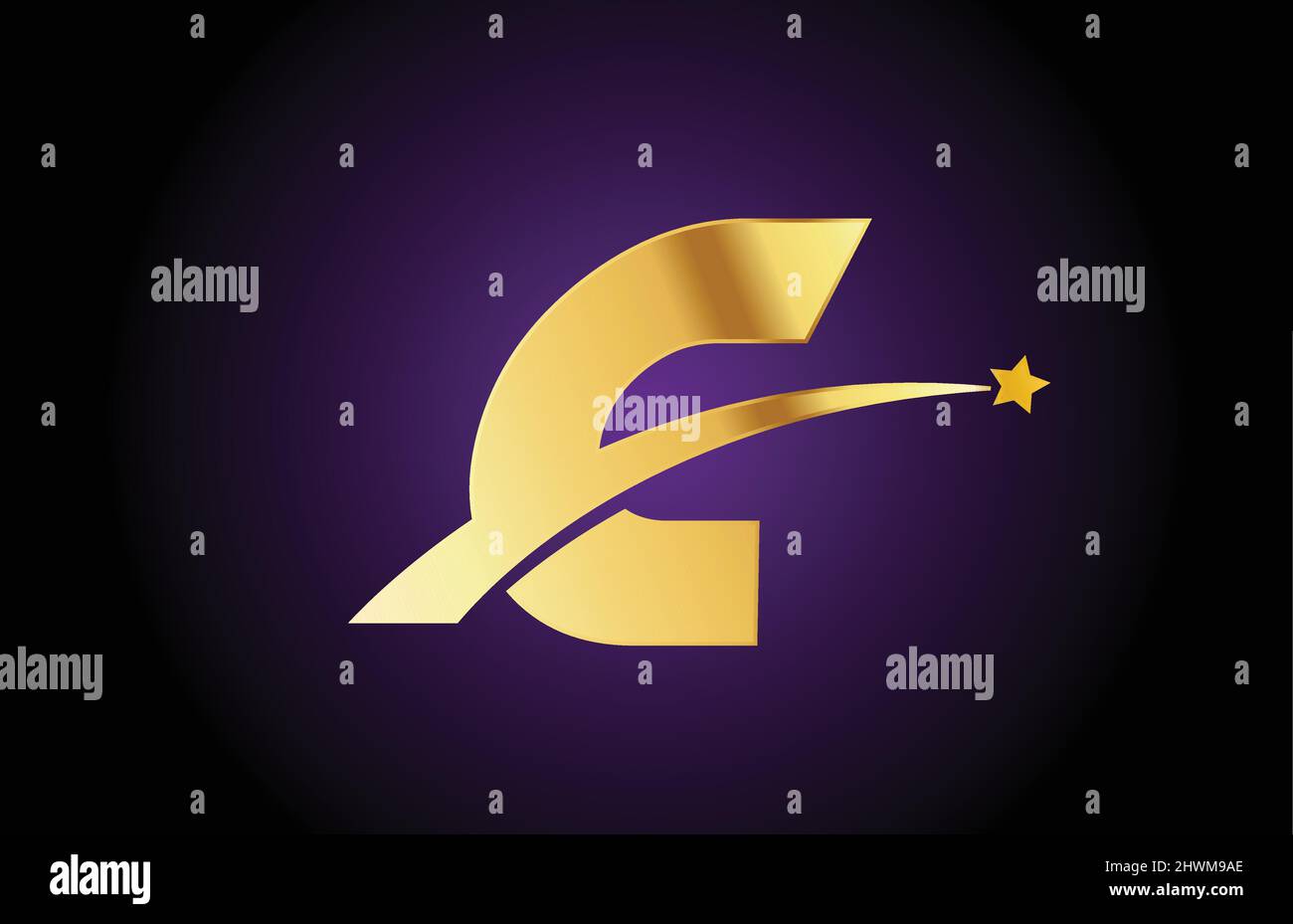 gold golden C alphabet letter logo icon with star. Creative design for ...
