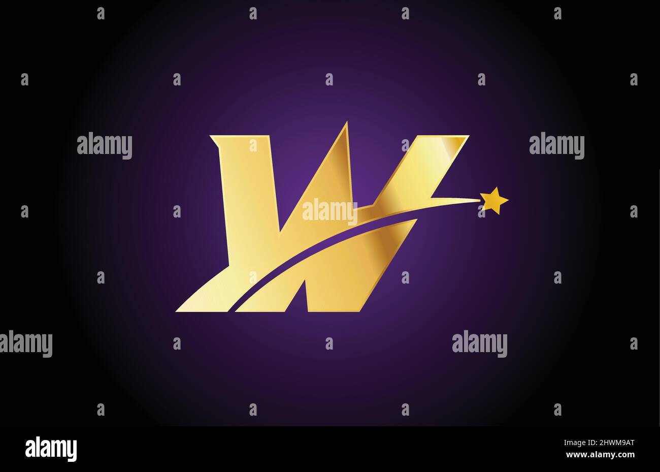 gold golden W alphabet letter logo icon with star. Creative design for ...