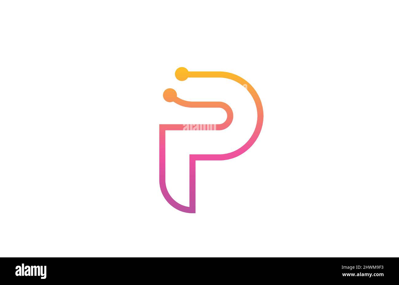 P pink alphabet letter logo icon design with dot. Creative template for ...