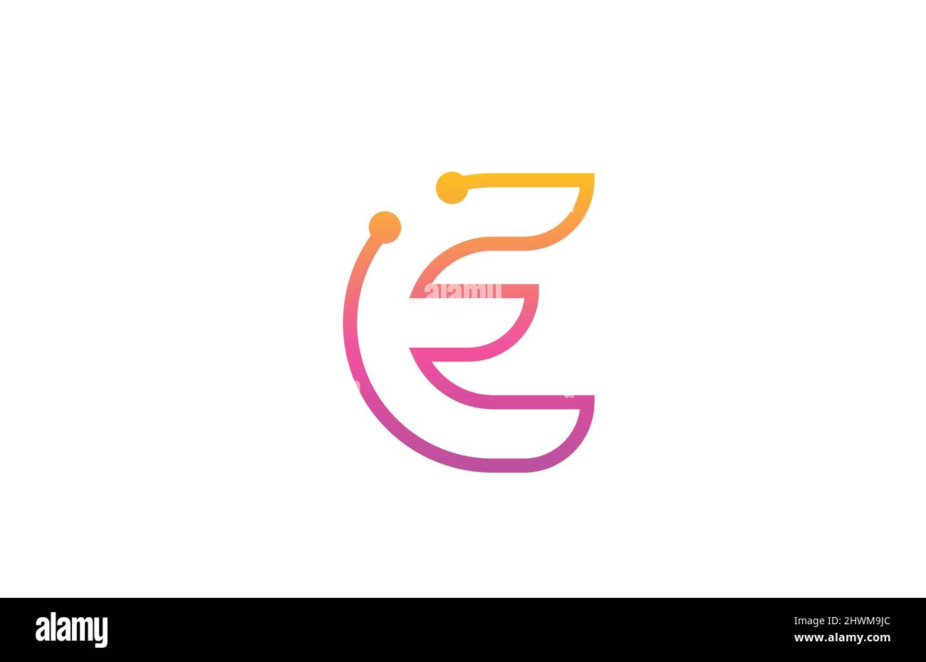 E pink alphabet letter logo icon design with dot. Creative template for ...
