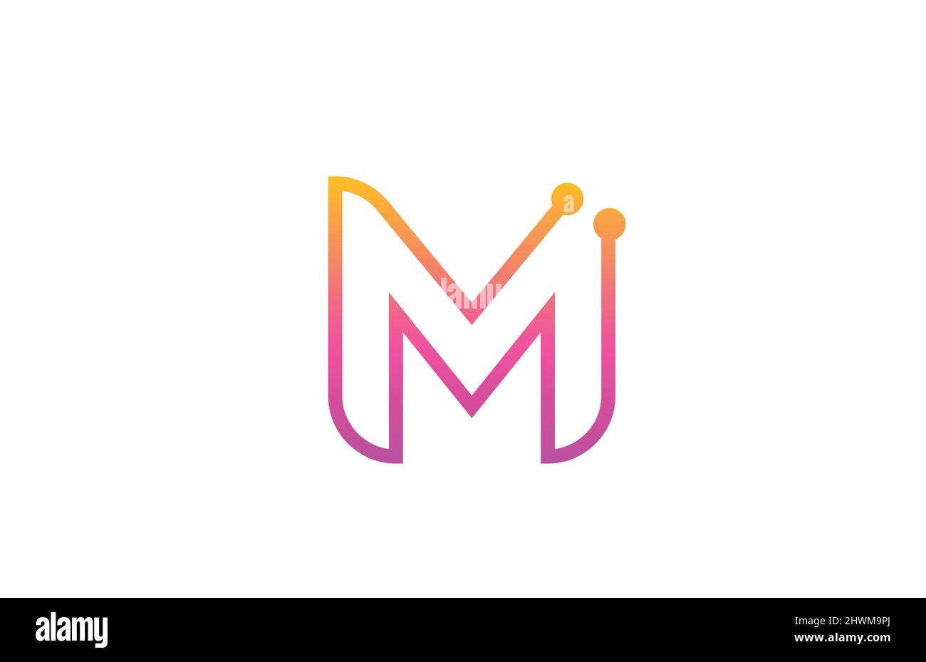 M pink alphabet letter logo icon design with dot. Creative template for ...