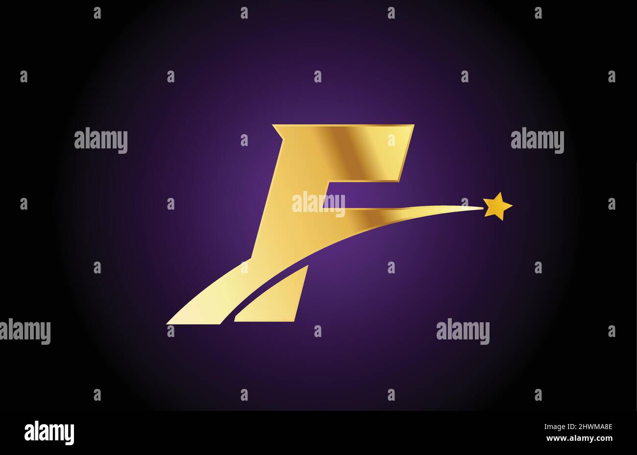 gold golden F alphabet letter logo icon with star. Creative design for ...