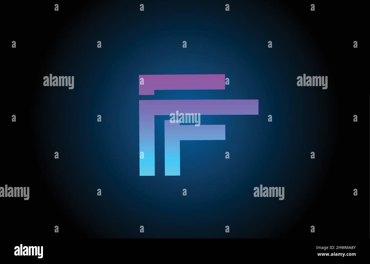 F blue alphabet letter logo icon with line design. Creative template ...